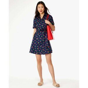 Kate Spade Tossed Strawberry Shirtdress French Navy Cotton Size XL
